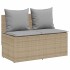 Set comedor de jardín 3 pzas con cojines ratán sintético