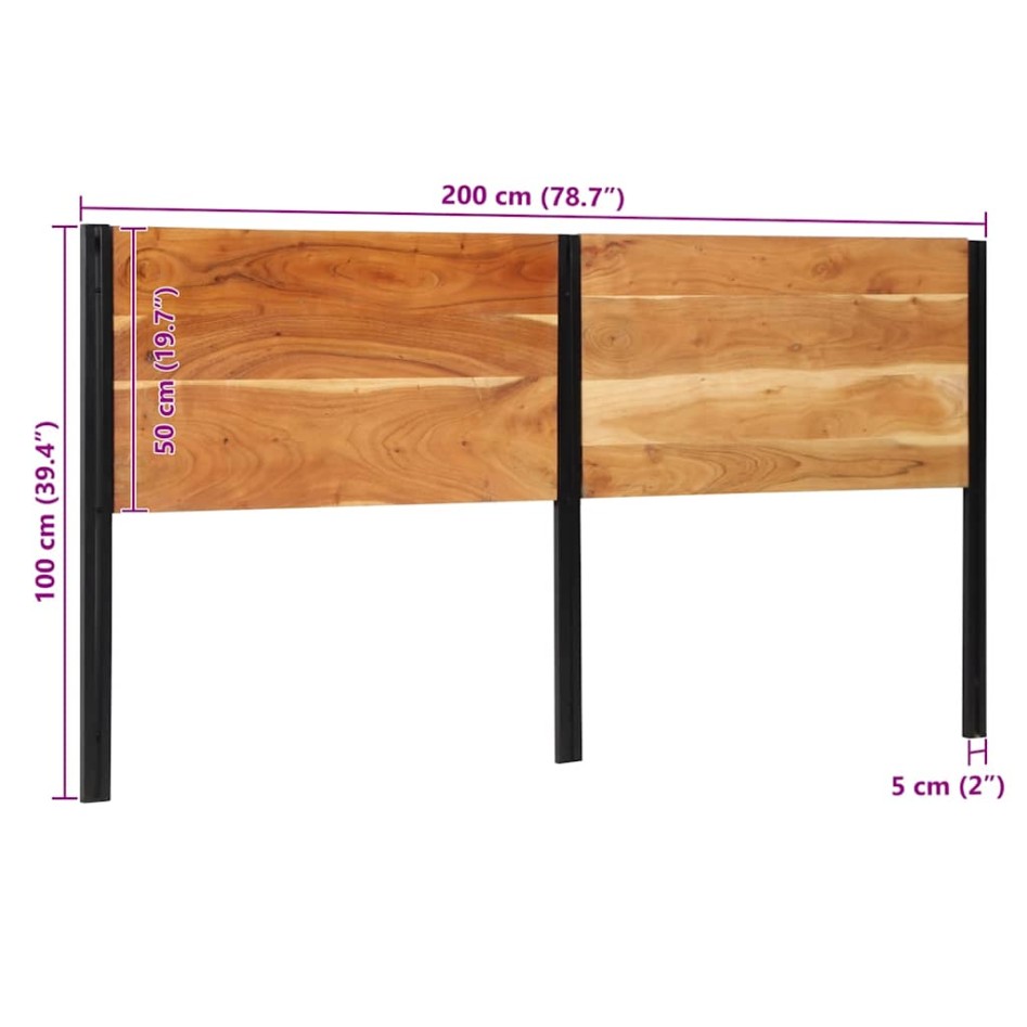 Cabecero 200 cm Madera Maciza Acacia y