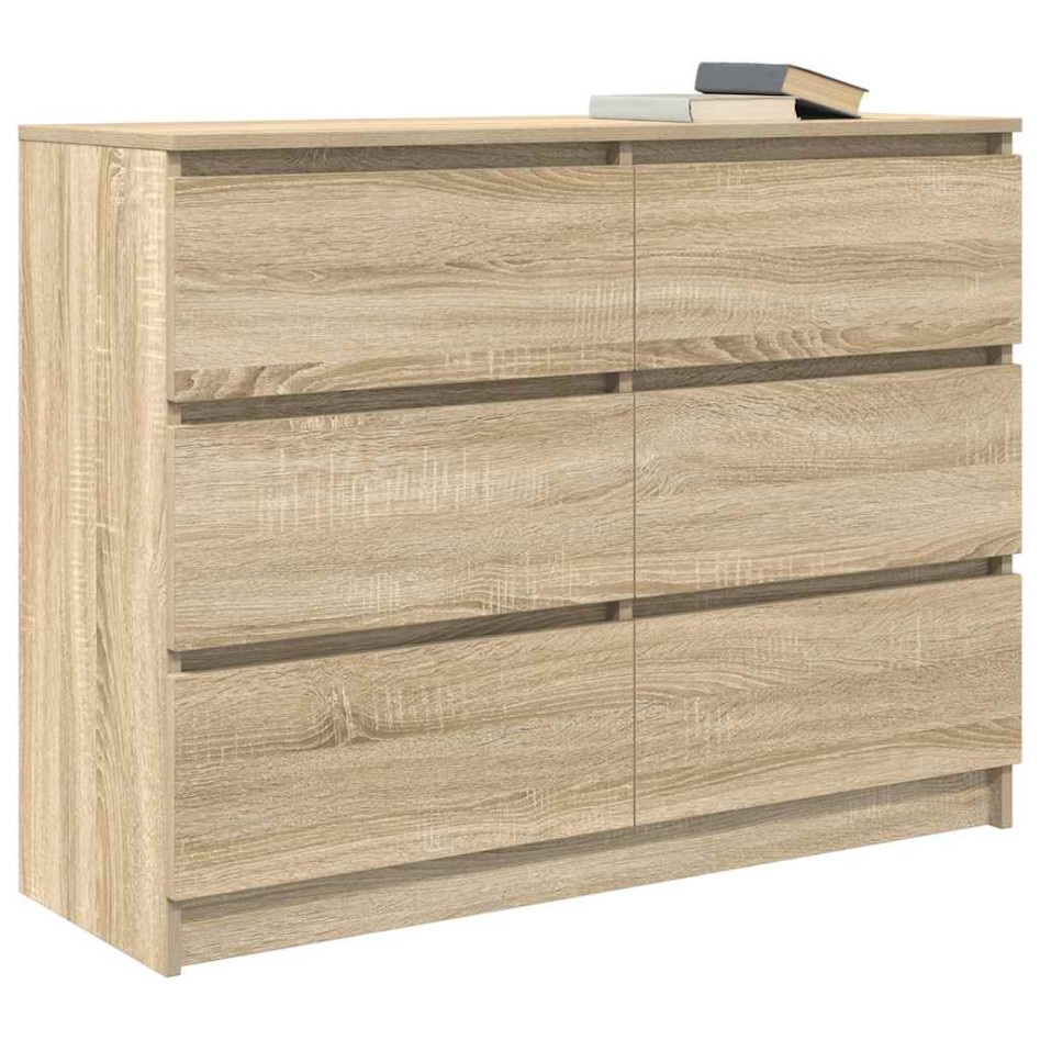 Aparador de madera contrachapada roble sonoma 100x35x76