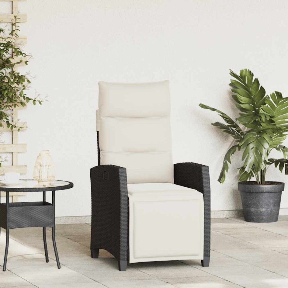 Silla de jardín reclinable con mesa auxiliar ratán