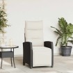 Silla de jardín reclinable con mesa auxiliar ratán negro