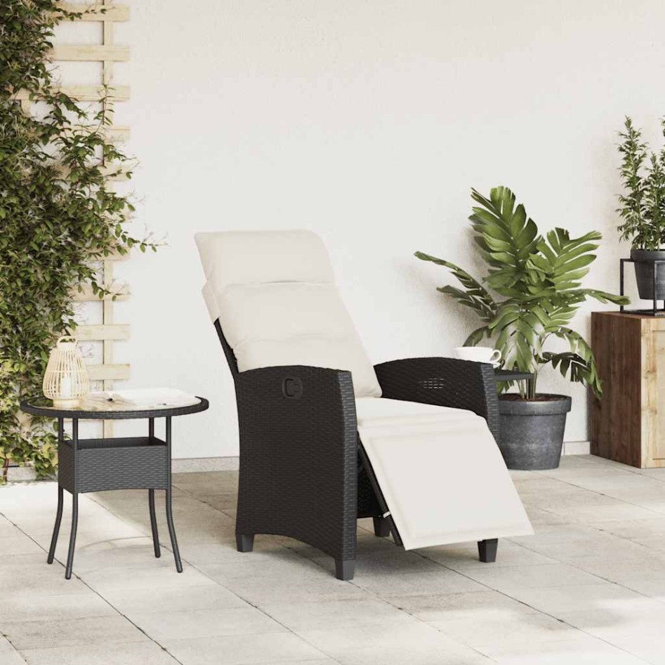 Silla de jardín reclinable con mesa auxiliar ratán
