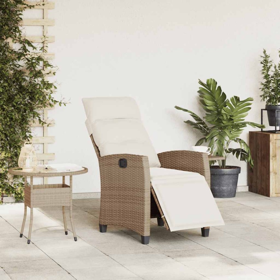 Silla de jardín reclinable con mesa auxiliar ratán