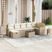 Juego de sofás de jardín con cojines beige 8 pzas ratán PE