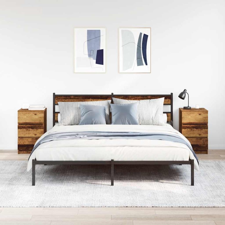 Mesillas de noche con 3 cajones 2 uds madera vieja 39x35x65