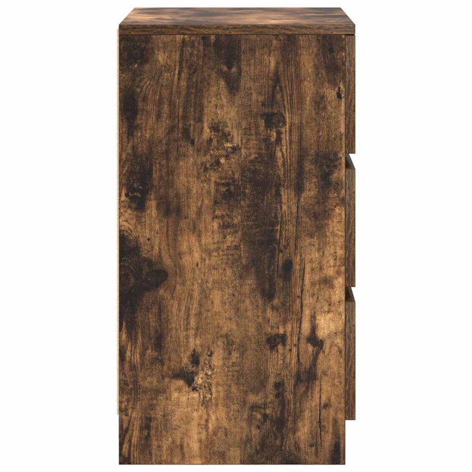 Mesillas de noche con 3 cajones 2 uds roble ahumado 39x35x65