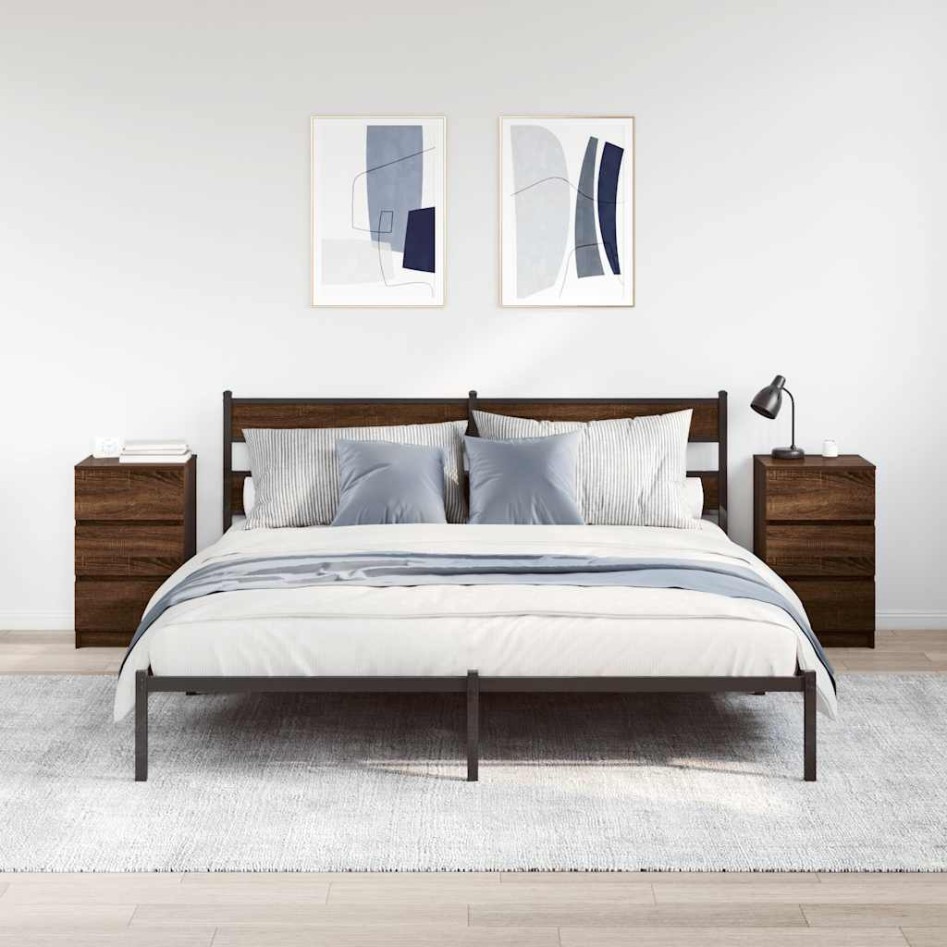 Mesillas de noche con 3 cajones 2 uds roble marrón 39x35x65