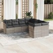 Set de sofás de jardín 8 pzas y cojines ratán sintético gris