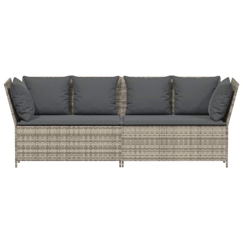 Sofá de jardín con cojines ratán sintético gris