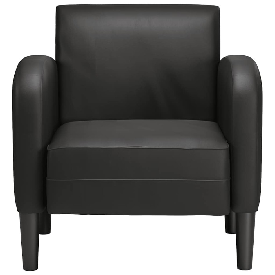Sillón con reposabrazos cuero sintética negro 54