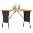 Mesa de jardín superficie de madera ratán PE negro 105x75x72