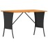 Mesa de jardín superficie de madera ratán PE negro 105x75x72