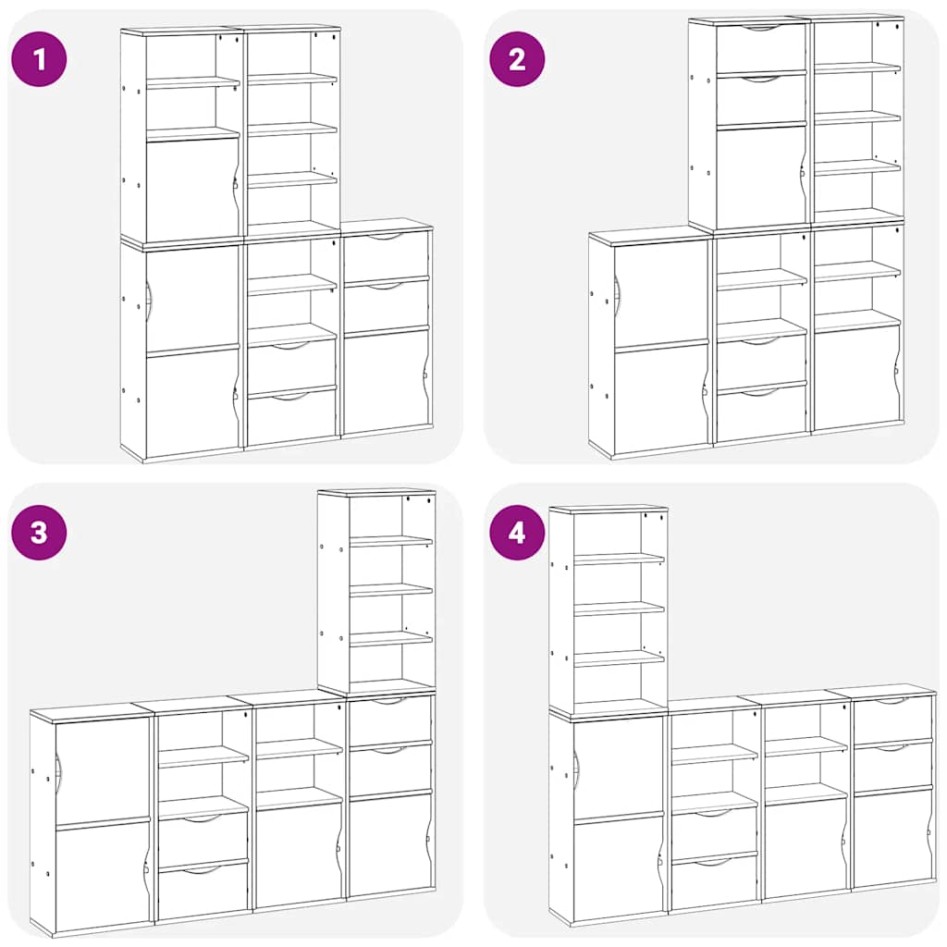 Armarios auxiliares 5 uds ODDA 40x24x79 cm Madera maciza