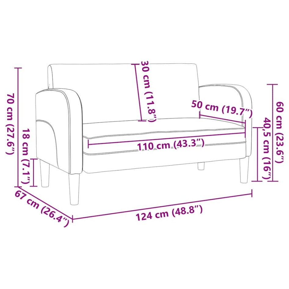 Sofá Loveseat Marrón 110 cm Cuero