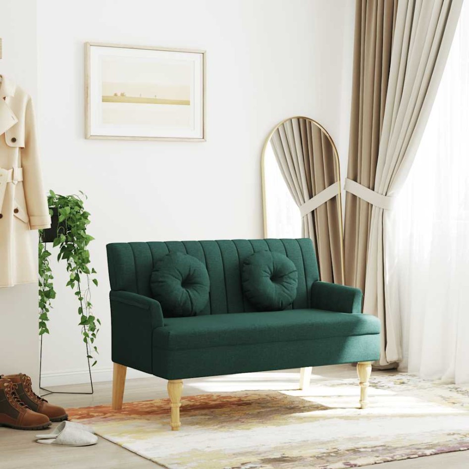 Banco con cojines tela verde oscuro 113x64,5x75,5