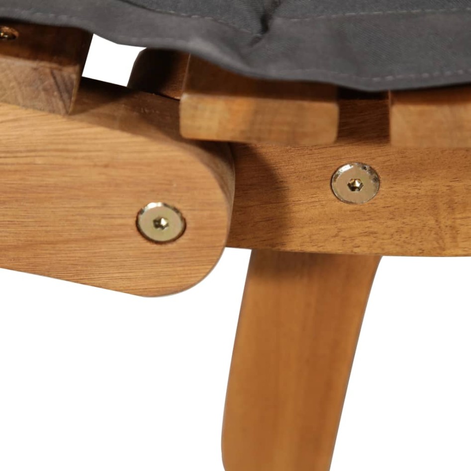 Tumbona con cojines gris oscuro de madera maciza de