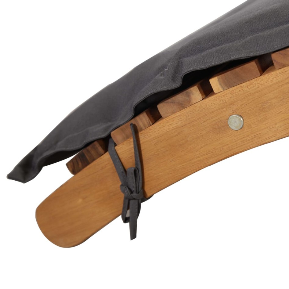 Tumbona con cojines gris oscuro de madera maciza de