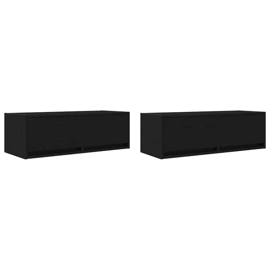 Muebles de TV 2 uds Roble Negro 80x31x25,5 cm Madera