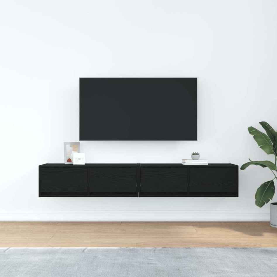 Muebles de TV 2 uds Roble Negro 80x31x25,5 cm Madera