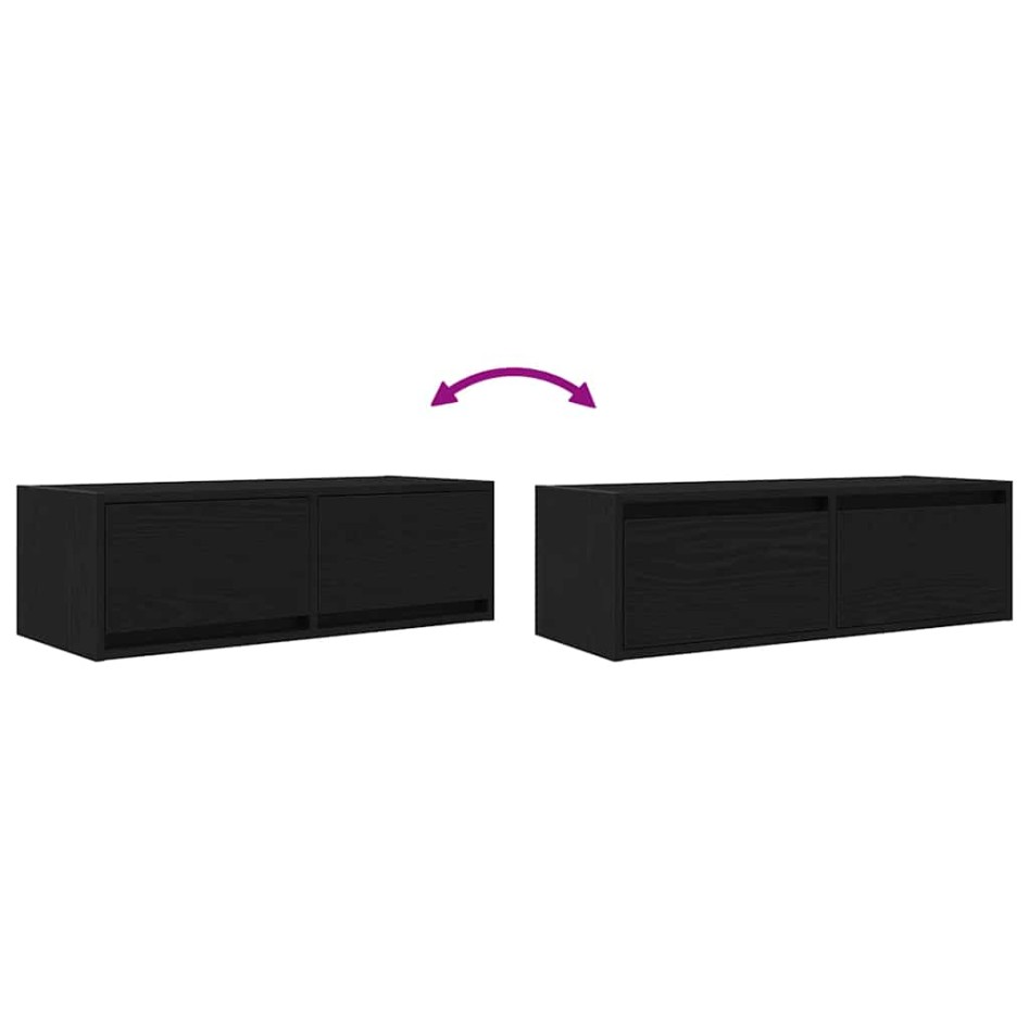 Muebles de TV 2 uds Roble Negro 80x31x25,5 cm Madera