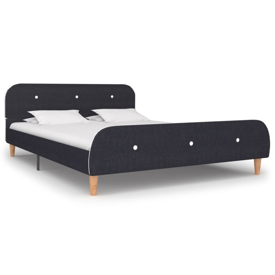 Estructura de cama sin colchón Tela gris oscuro 135x190