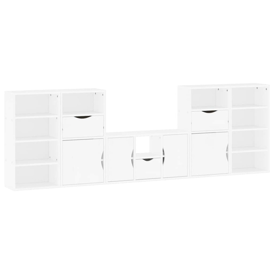 Muebles de TV 5 uds. con almacenaje ODDA blanco madera