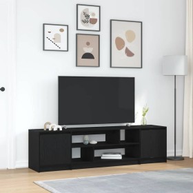 Mueble de TV de madera de roble negro 188,5x41x50