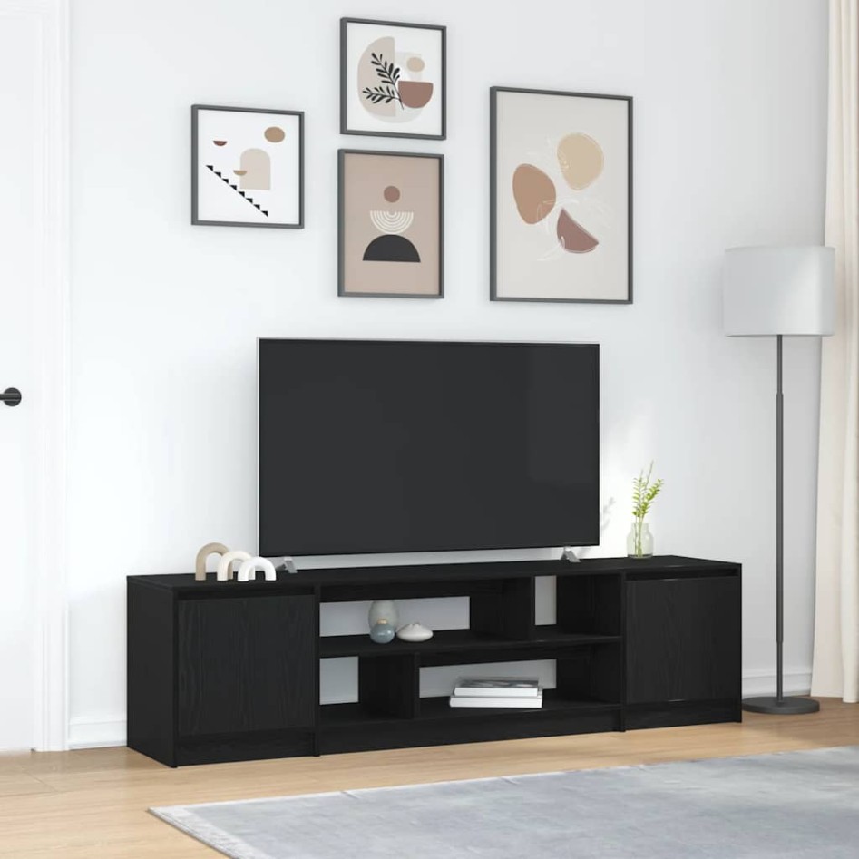 Mueble de TV de madera de roble negro 188,5x41x50