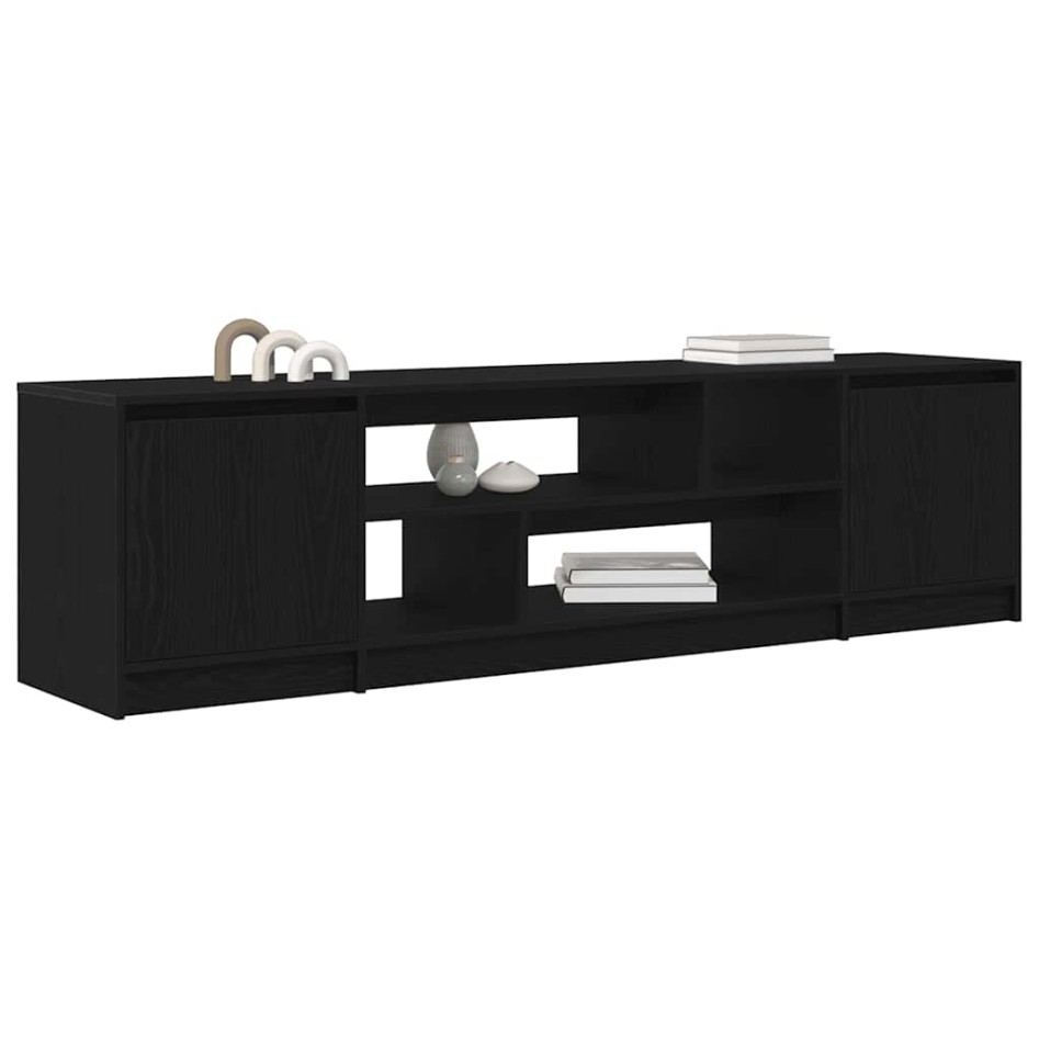 Mueble de TV de madera de roble negro 188,5x41x50