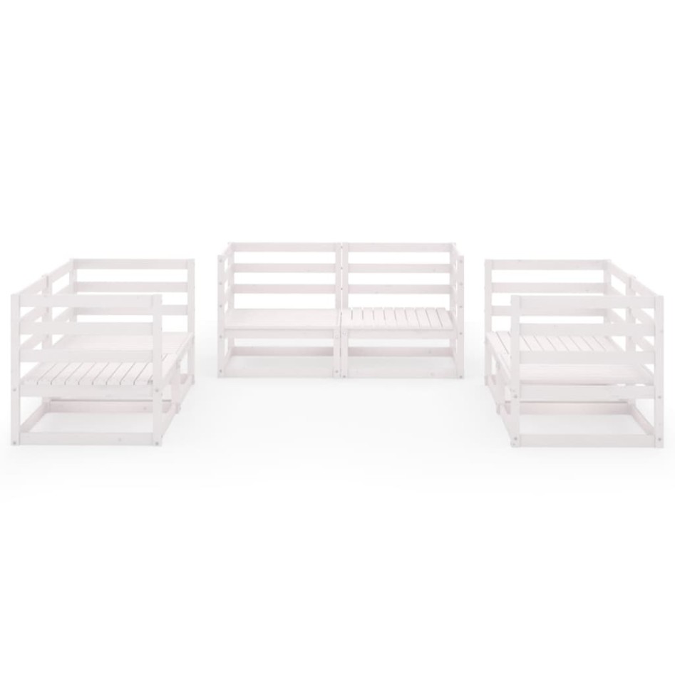 Set de salón de jardín de 6 piezas blanco madera maciza de