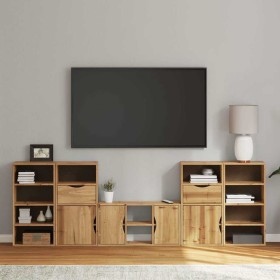 Muebles de TV 5 uds. con almacenaje ODDA madera maciza