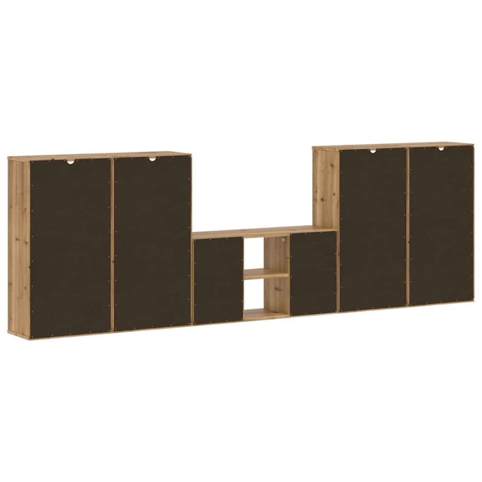 Muebles de TV 5 uds. con almacenaje ODDA madera maciza