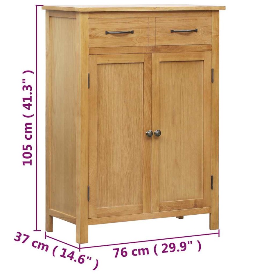 Mueble zapatero de madera maciza de roble 76x37x105