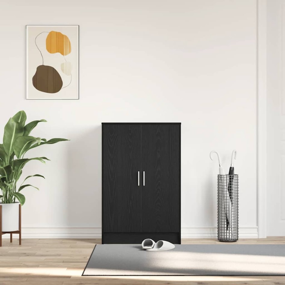 Zapatero de madera de roble negro 60x35x92