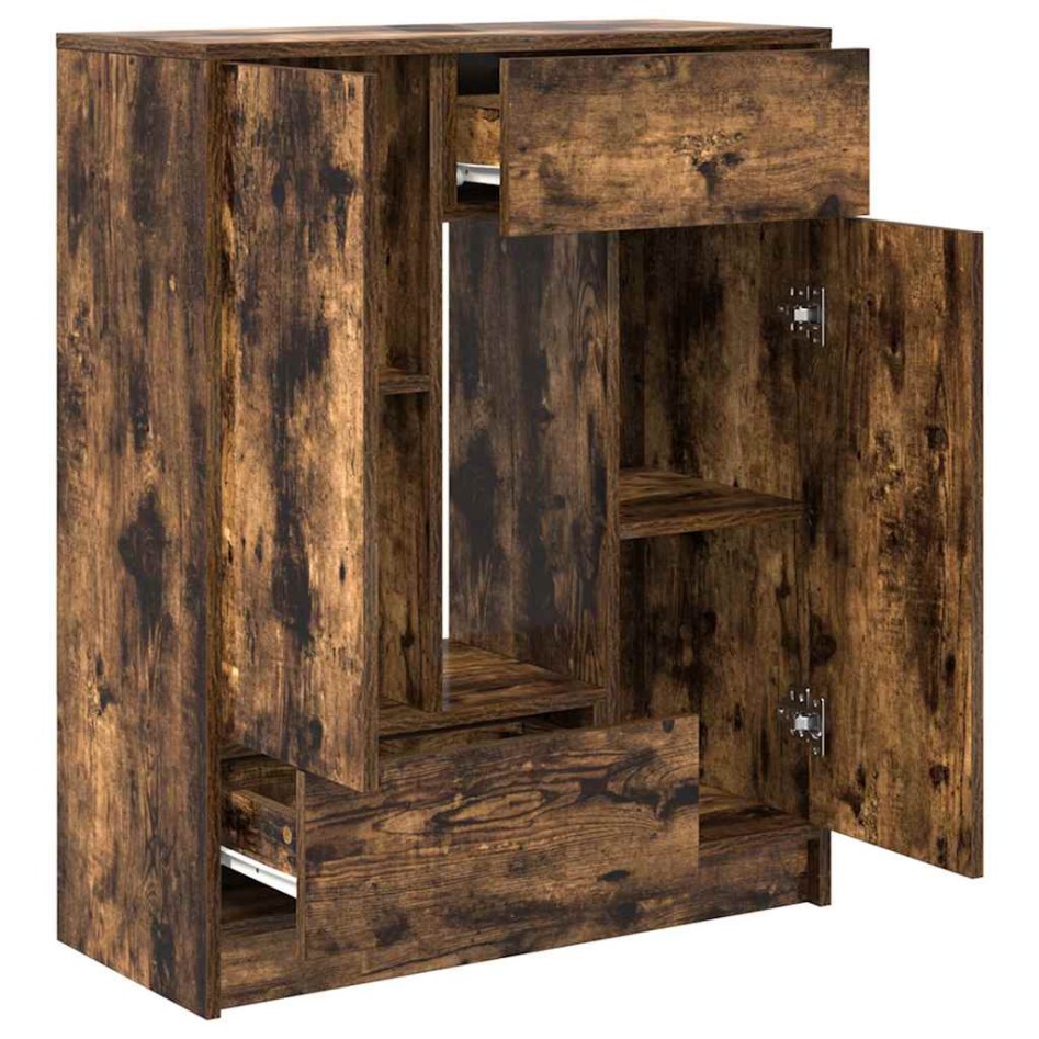 Aparador con cajones y puertas roble ahumado 73x31x90