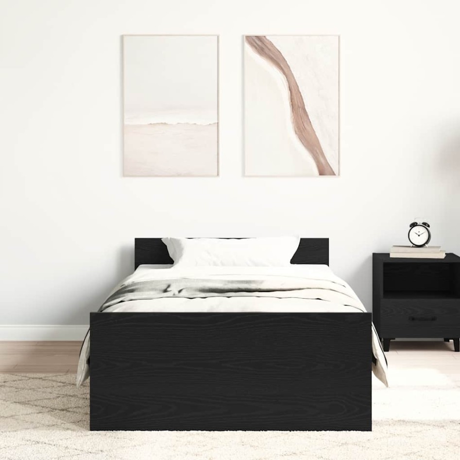 Estructura de cama sin colchón roble negro 100x200