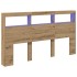 Cabecero de cama con LED roble artesanal 180x17x102