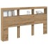 Cabecero de cama con LED roble artesanal 180x17x102