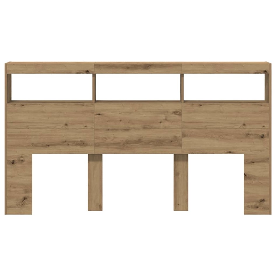 Cabecero de cama con LED roble artesanal 180x17x102