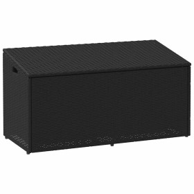 Caja de almacenaje de jardín ratán sintético negro 110x50x58