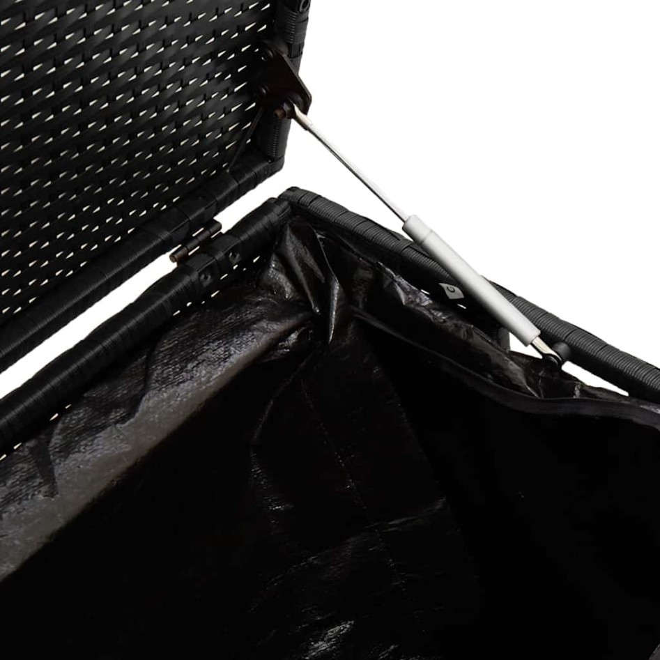 Caja de almacenaje de jardín ratán sintético negro 110x50x58