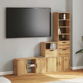 Muebles de TV 4 uds. con almacenaje ODDA madera maciza