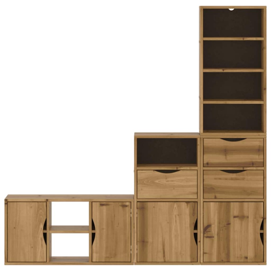 Muebles de TV 4 uds. con almacenaje ODDA madera maciza