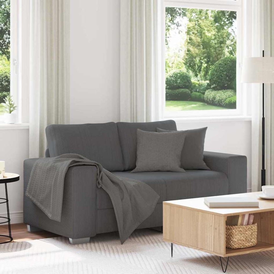 Sofá Loveseat gris oscuro 120 cm tejido de