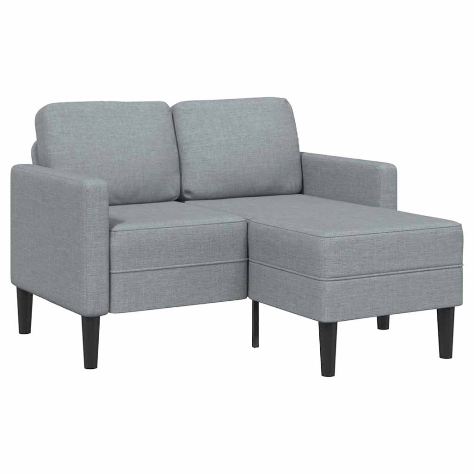 Sofá de 2 plazas con chaise longue en forma L gris claro