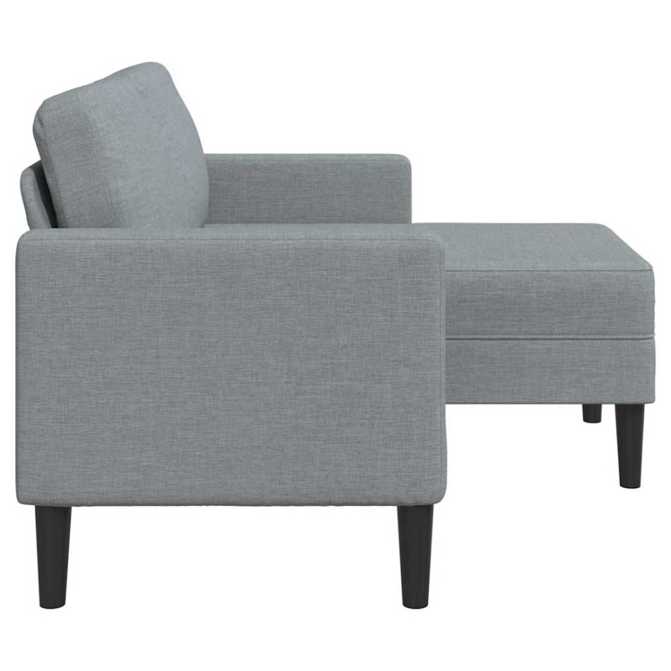 Sofá de 2 plazas con chaise longue en forma L gris claro