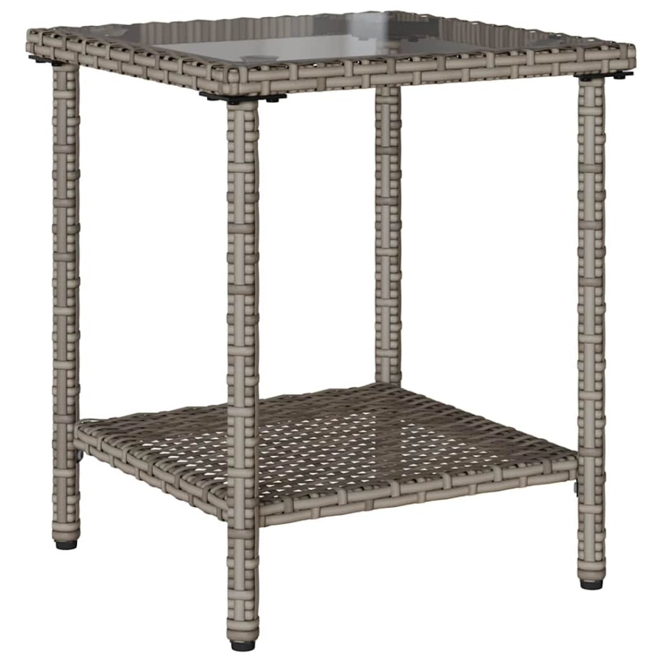 Sofá de jardín en forma de L con mesa y cojines ratán PE