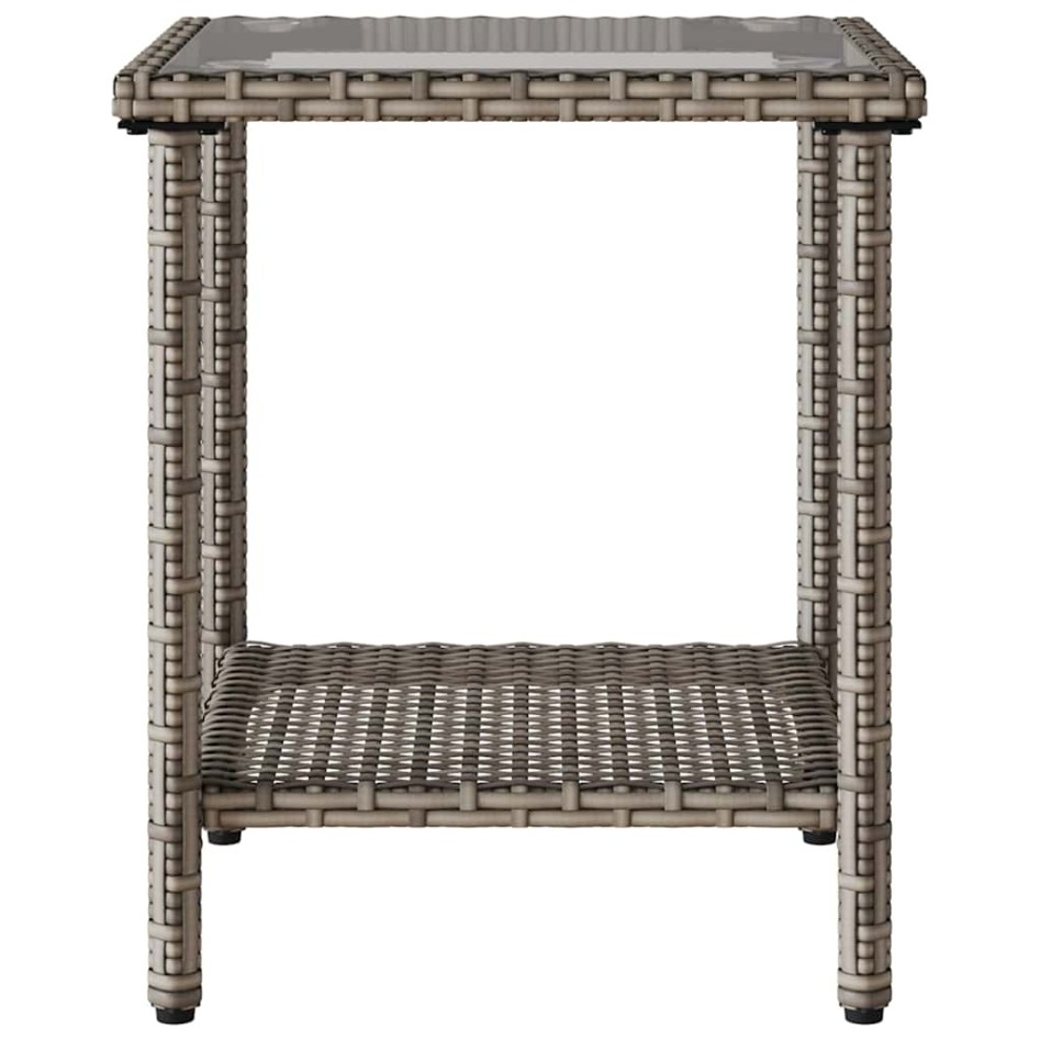 Sofá de jardín en forma de L con mesa y cojines ratán PE