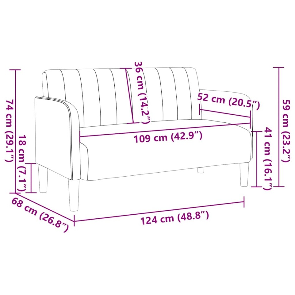 Sofá Loveseat gris oscuro 109 cm