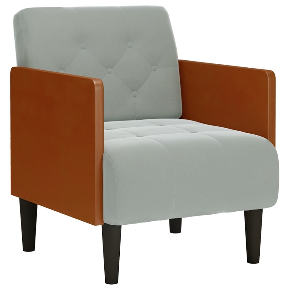 Sillón con reposabrazos Terciopelo Gris Claro 55